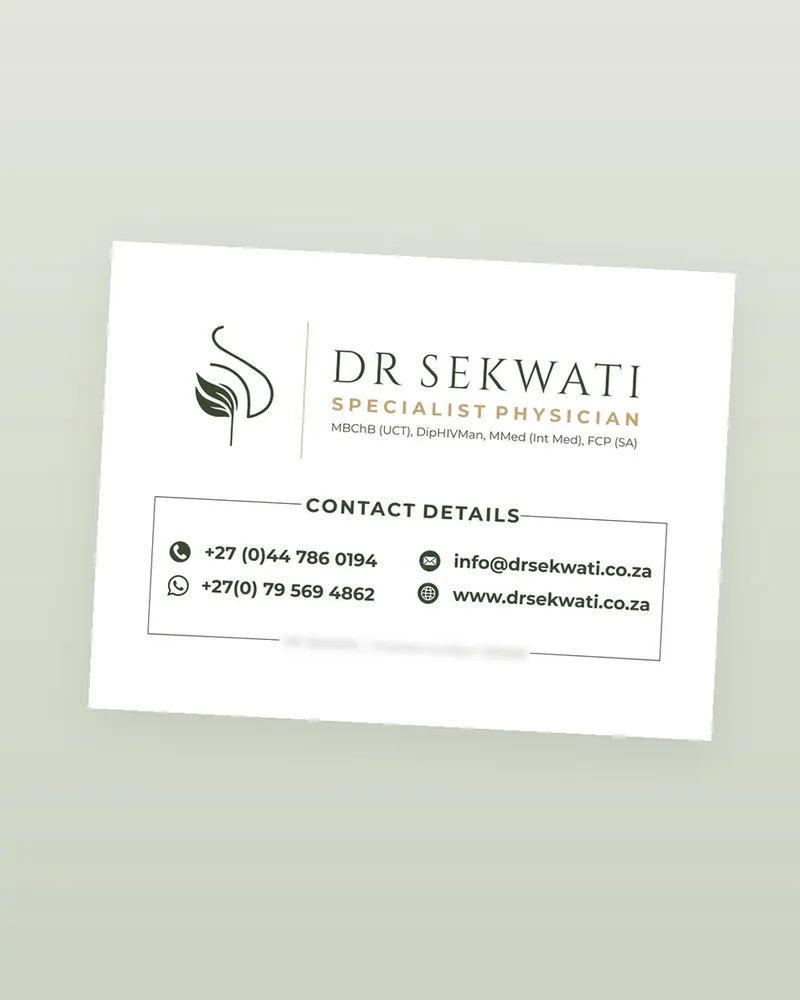 Dr Sekwati contact details card design