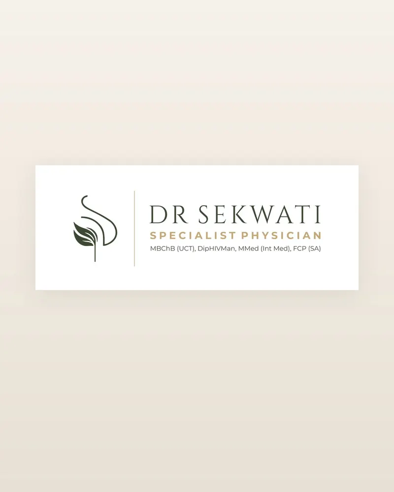Dr Sekwati Specialist Physician logo with leaf and S monogram
